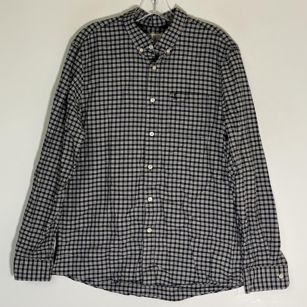Jack Wills Shirt Mens Large Black Check Button Down Long Sleeve Cotton Casual L